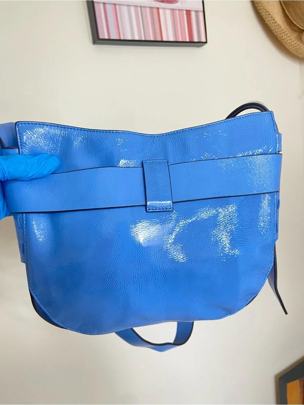 Tory Burch Bright Blue Leather Shoulder Bag with Gold Hardware